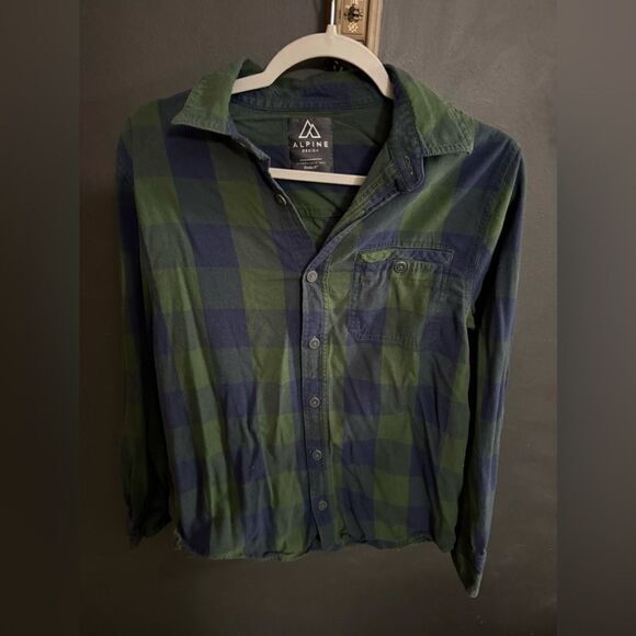 Alpine Design Men's Button Down Flannel Shirt Size Small Blue Green - Picture 2 of 4